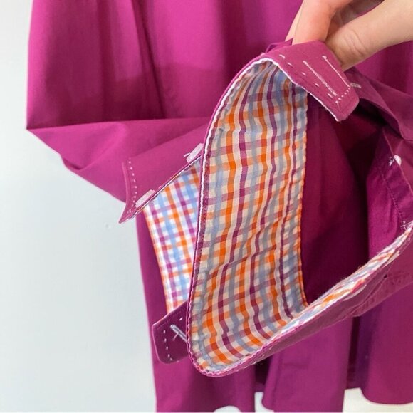 Stone Rose Burgundy Dress Shirt with Checkered Print Red Rivet Collection XXL - Picture 4 of 16